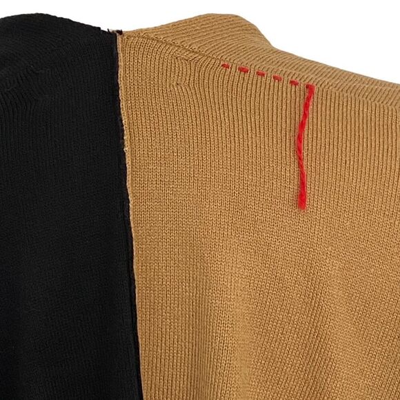 Parrish LA Colorblock Stevie Poncho Cape Wrap Sweater Camel Black Cream OS NWT - Picture 9 of 13